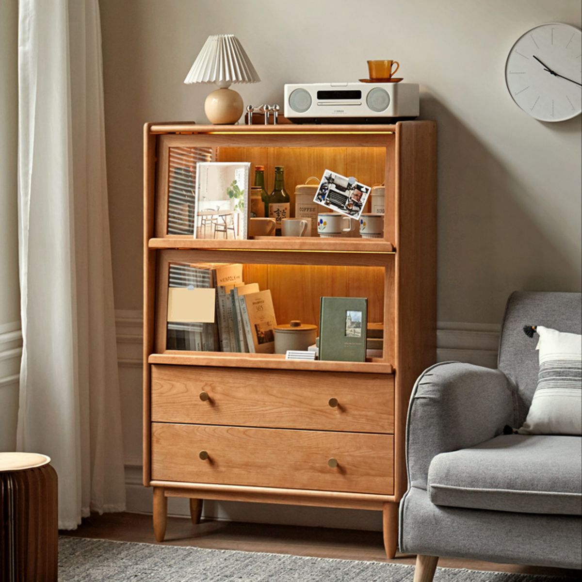 Accento per accento in legno massimo a 2 porte in vetro per la casa