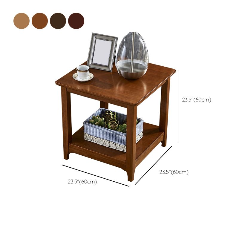 Modernistisches massives Holz 4 Beine quadratische Doppelstufe Akzent -Beistelltisch
