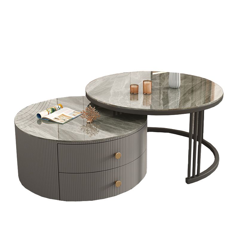 Frame 2 Nesting Coffee Table with 2 Drawers Modern Slate/Glass Round Coffee Table Set Clearhalo 'Coffee & Accent Tables' 'Coffee Tables' 'coffee_tables' 'furn' 'furn_coffee_tables' 'Furniture' 'Living Room Furniture' 1200x1200_ac1c263c-d0b3-4ca4-af0d-35ee0d2d317a