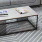 Mesa de centro con tapa de mármol blanco, mesa de cóctel de café con estructura metálica