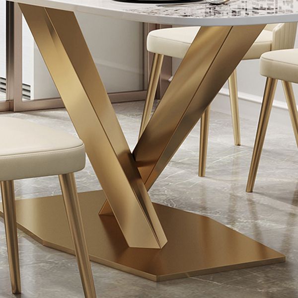 Metal Traditional Luxury Rectangle Dining Table Sintered Stone Top Table with Pedestal Base Clearhalo ' dining_table' 'Dining Tables & Seating' 'Dining Tables' 'furn' 'furn_dining_table' 'Furniture' 'furniture_dining_table' 'Kitchen & Dining Furniture' 'kitchen&dining_furn' 'kitchen' 'kitchen_dining_table' 1200x1200_ac1c8b7b-52c0-46c6-9bab-ab6be6a46ec9