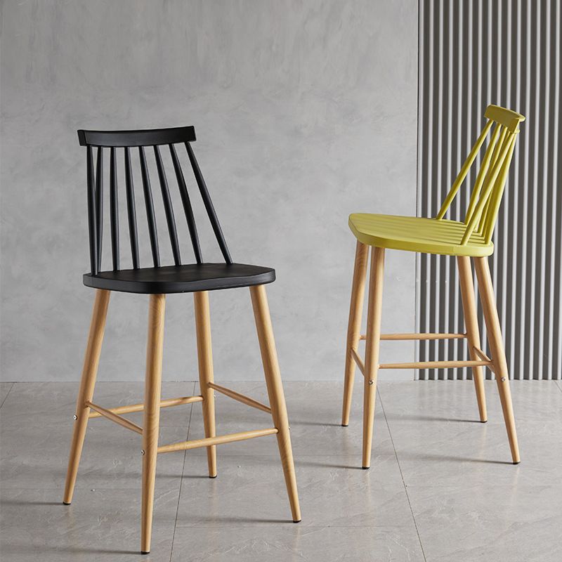 Nordic Plastic Bar-stool Square Seat Counter Bar Stool with Wood Legs Clearhalo 'Bar Furniture' 'Bar Stools' 'bar_stools' 'furn' 'furn_bar_stools' 'Furniture' 'Kitchen & Dining Furniture' 1200x1200_ac1da2da-77a6-4f83-8dd7-5711561811f5