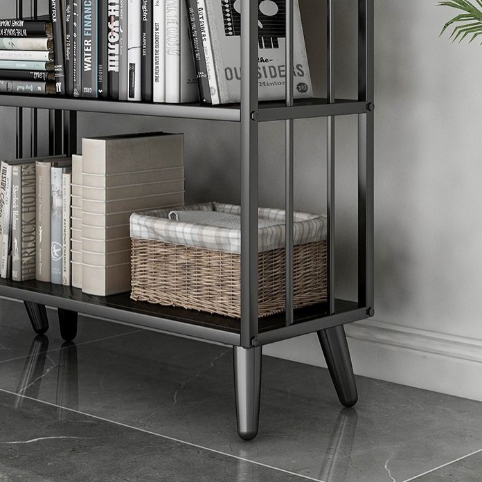 Modern Style Metal Bookshelf Black Open Back Bookcase for Home Office Clearhalo 'Bookcases' 'furn' 'furn_bookcases' 'Furniture' 'Office Furniture' 1200x1200_ac1f47a1-0d76-414e-b15a-d09eb5fd7c1d