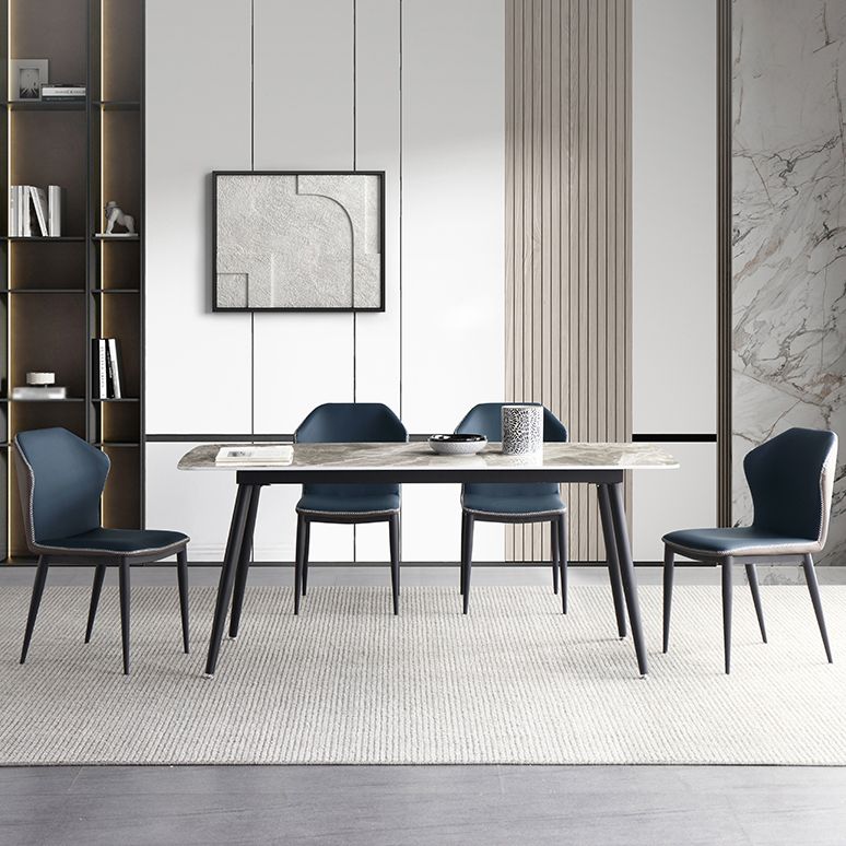 Industrial Sintered Stone Table Rectangle Shape Standard Dining Table with 4 Legs Base Clearhalo ' dining_table' 'Dining Tables & Seating' 'Dining Tables' 'furn' 'furn_dining_table' 'Furniture' 'furniture_dining_table' 'Kitchen & Dining Furniture' 'kitchen&dining_furn' 'kitchen' 'kitchen_dining_table' 1200x1200_ac1f5262-fad0-46fa-b884-de06082a9c4f