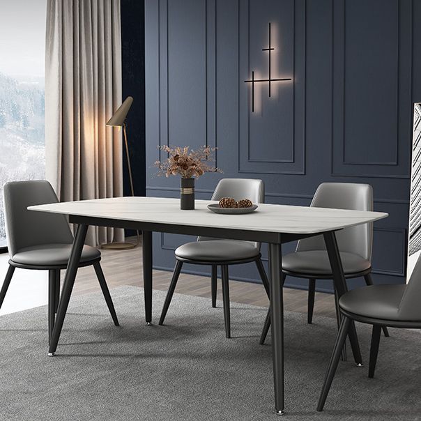 Contemporary Style 4-foot Dining Table Stone Home Furniture with Metal Leg Clearhalo ' dining_table' 'Dining Tables & Seating' 'Dining Tables' 'furn' 'furn_dining_table' 'Furniture' 'furniture_dining_table' 'Kitchen & Dining Furniture' 'kitchen&dining_furn' 'kitchen' 'kitchen_dining_table' 1200x1200_ac204419-8f2f-4924-9d40-94877cf7f3c3