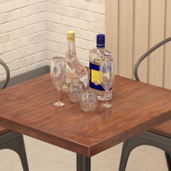 Mesa de comedor de madera sólida mesa de comedor cuadrado de estilo industrial con base de pedestal
