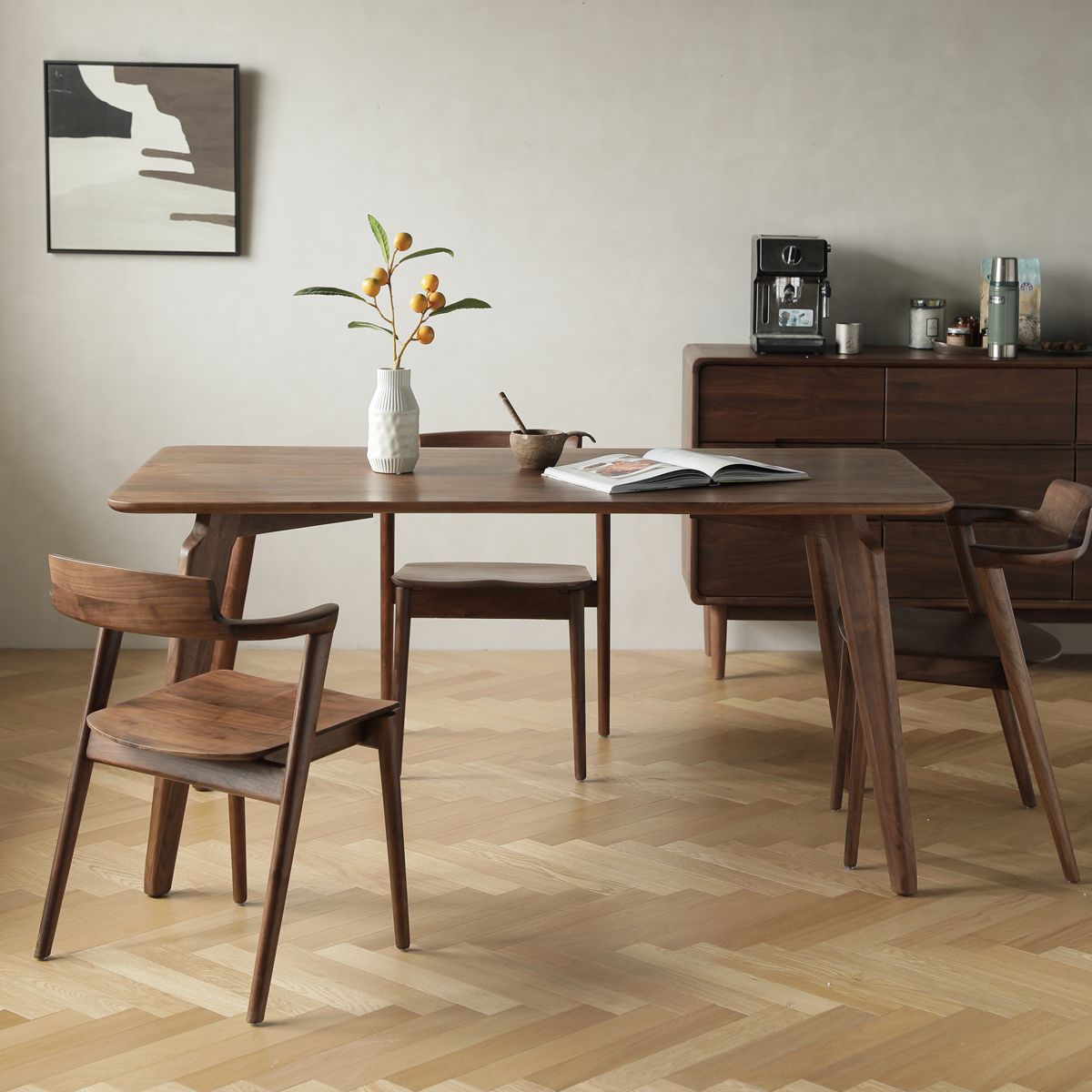 1/3/5 pezzi Set da pranzo per rettangolo in legno massiccio moderno per casa