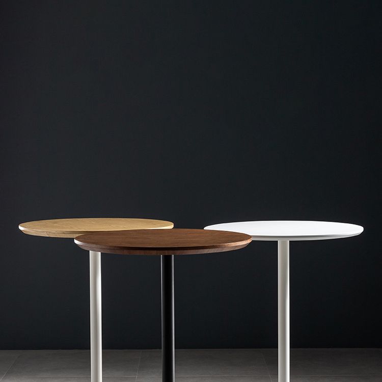 Round Wood Top Bar Table with Pedestal Industrial Metal Frame Bar Table Clearhalo 'Bar Furniture' 'Bar Tables' 'bar_tables' 'furn' 'furn_bar_tables' 'Furniture' 'Kitchen & Dining Furniture' 1200x1200_ac23640e-b548-488e-8079-cb13e5836a81