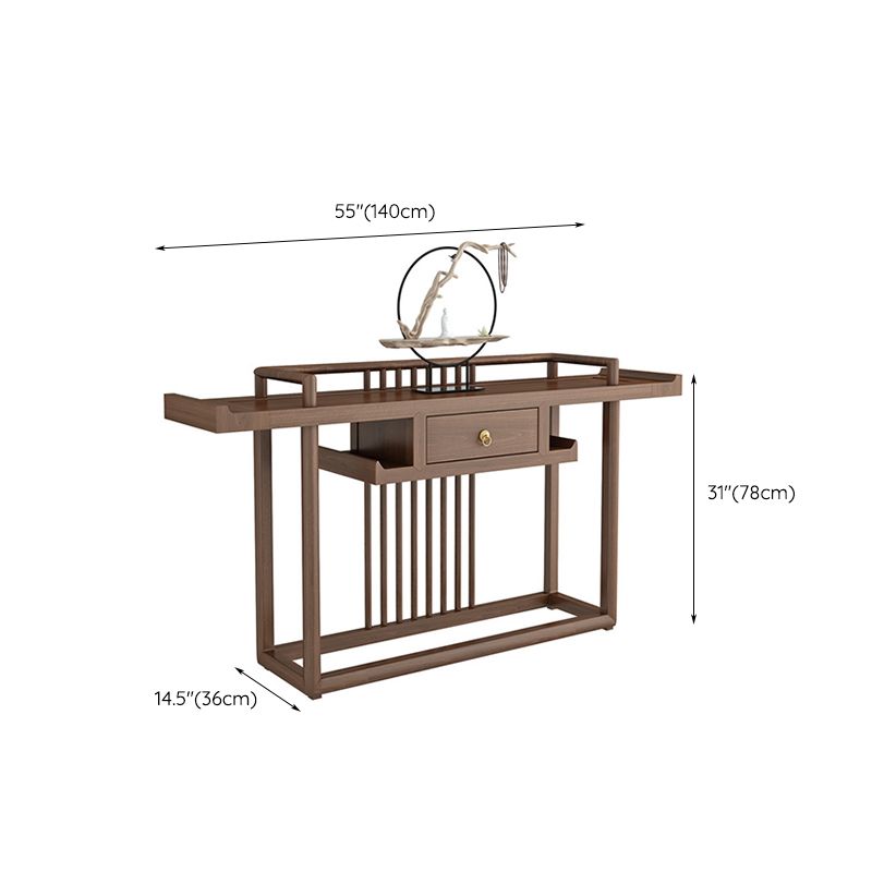 Mesa de consola de 30.71 pulgadas de altura Mesa de acento de madera maciza con estante