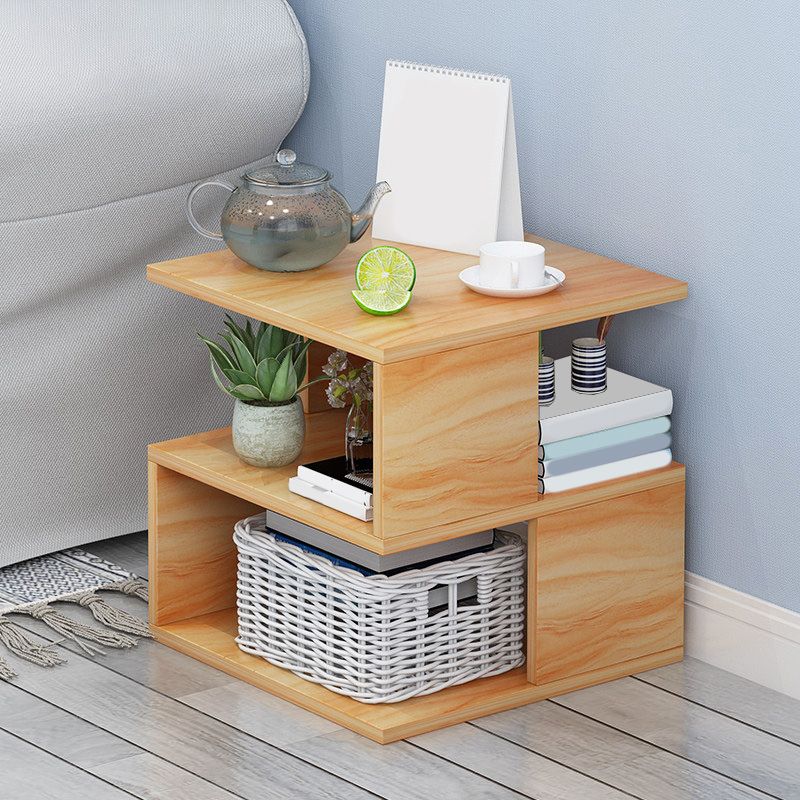 Wooden Craft Wood-based Panel with Wheel Base in Black/wood Color Side Table Clearhalo 'Coffee & Accent Tables' 'End & Side Tables' 'end_side_table' 'end_side_tables' 'furn' 'furn_end_side_tables' 'Furniture' 'furniture_end_side_table' 'Living Room Furniture' 1200x1200_ac23b93a-5ec4-4597-bca9-bd34869cbfc1