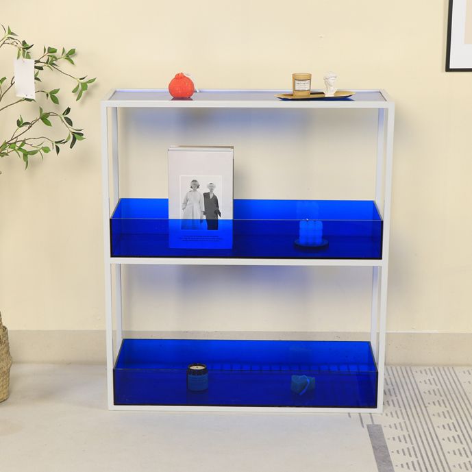 Open Scandinavian Etagere Bookshelf with White Iron Frame Acrylic Shelf Clearhalo 'Bookcases' 'furn' 'furn_bookcases' 'Furniture' 'furniture_bookcases' 'Office Furniture' 1200x1200_ac23eb1e-d70c-4327-9be3-d52439891574