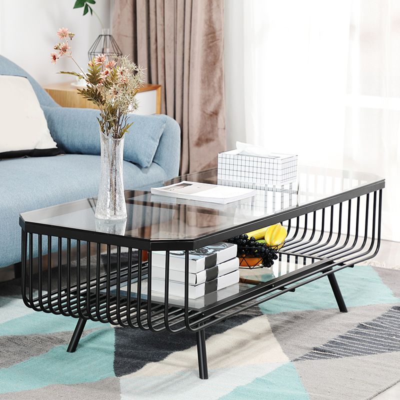 Tavolino moderno in telaio rettangolare in vetro tavolo da cocktail per casa