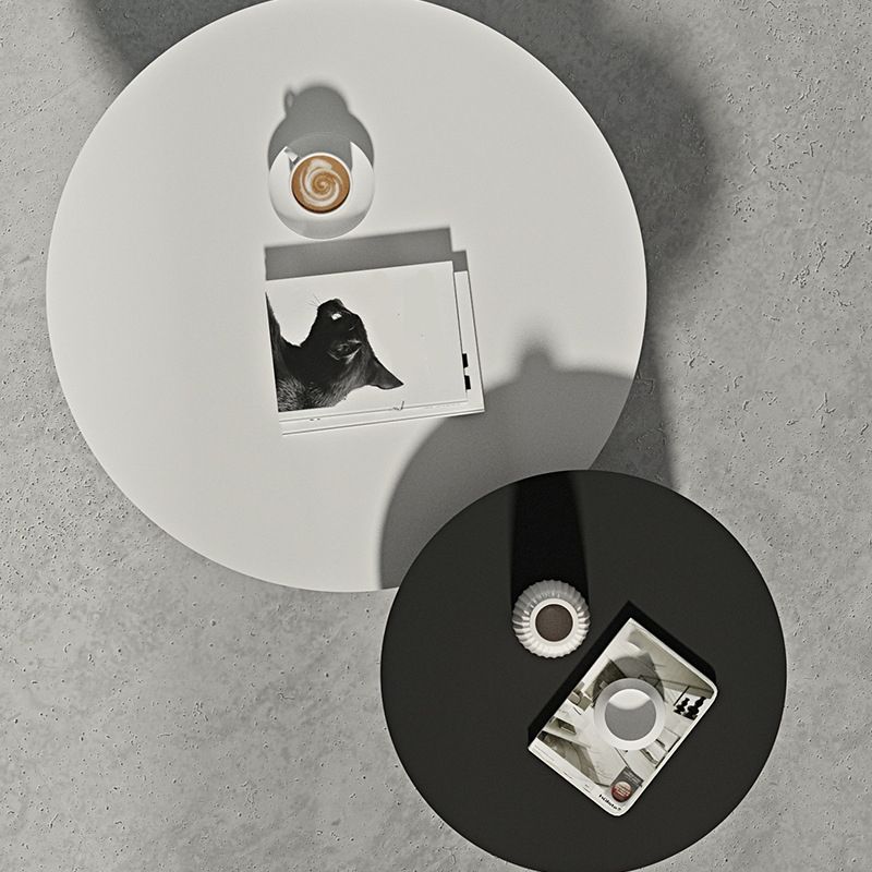 15.7 "/18.5"背の高い鉄の台座白 /黒い丸いコーヒーテーブル