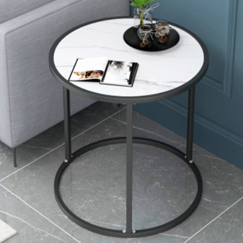 Glam Black/White Wood Side Table Stainless Steel Frame End Table