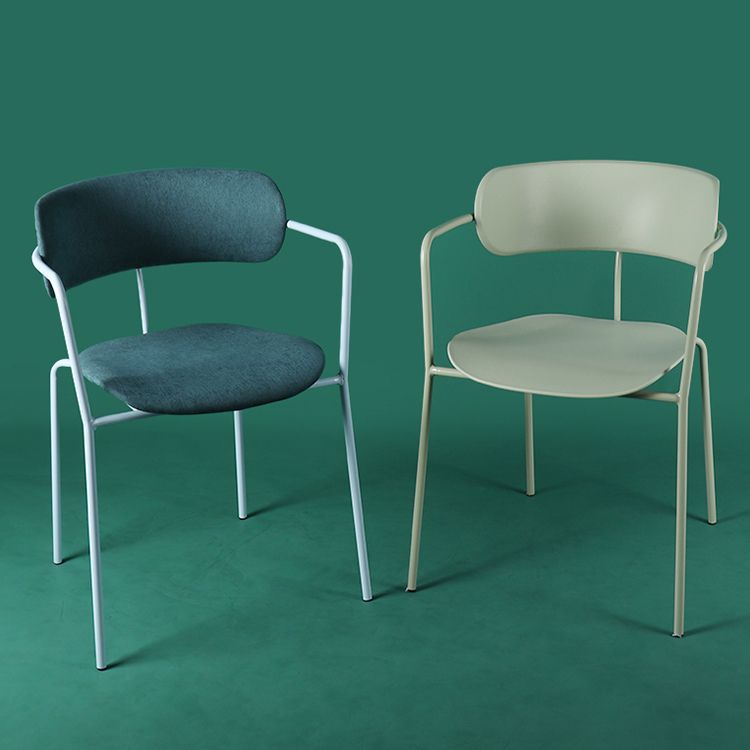 Contemporary Metal Dining Room Chairs Open Back Dining Side Arm Chair for Home Use Clearhalo ' kitchen&dining_furn' 'Dining Chairs' 'Dining Tables & Seating' 'dining_chair' 'furn' 'furn_dining_chair' 'Furniture' 'furniture_dining_chair' 'Kitchen & Dining Furniture' 'kitchen' 1200x1200_ac275142-3b54-4c85-9a51-436f44799786