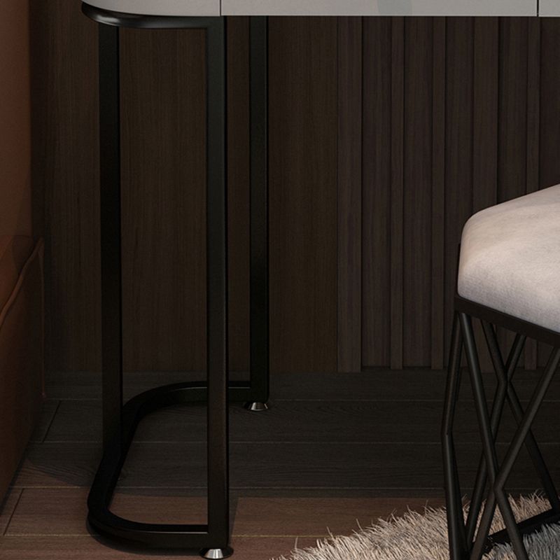 Contemporary Glass Top Make-up Vanity with Drawers in Wooden Frame