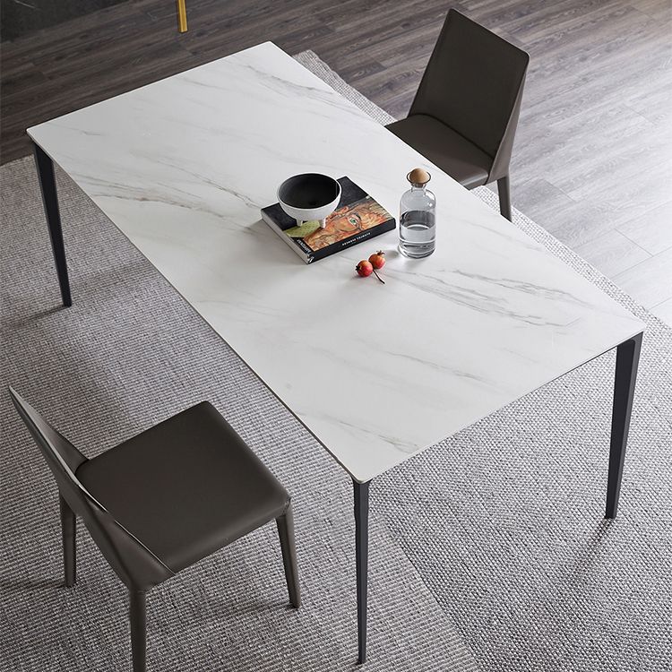 Industrial Style Sintered Stone Dining Table Rectangle Shape Table with 4 Legs Base Clearhalo ' dining_table' 'Dining Tables & Seating' 'Dining Tables' 'Furniture' 'furniture_dining_table' 'Kitchen & Dining Furniture' 'kitchen&dining_furn' 'kitchen' 'kitchen_dining_table' 1200x1200_ac27a313-c1a5-4758-bd65-d23adc40a403