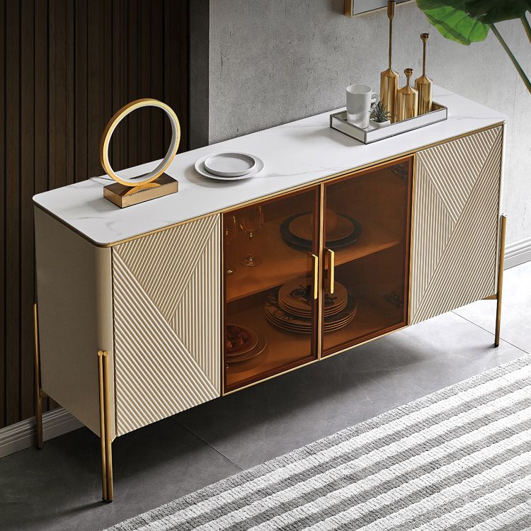 Sideboard -Glastüren im Glam -Stil Steinseitenbrett mit Schränken