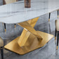 Luxury Home Sintered Stone Table Rectangle Table with Gold Pedestal Base Clearhalo ' dining_table' 'Dining Tables & Seating' 'Dining Tables' 'furn' 'furn_dining_table' 'Furniture' 'furniture_dining_table' 'Kitchen & Dining Furniture' 'kitchen&dining_furn' 'kitchen' 'kitchen_dining_table' 1200x1200_ac28c62c-a79f-4e4b-b583-37bafbe1f8bc