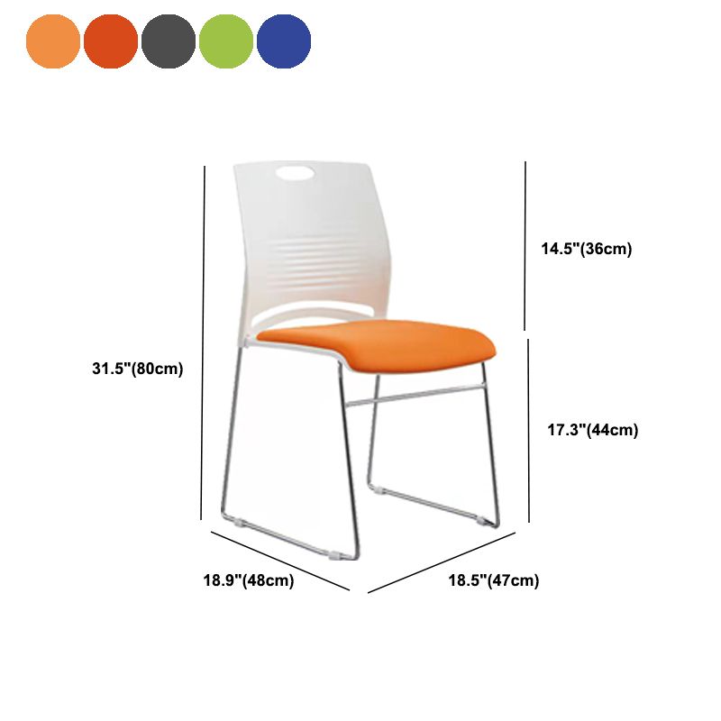 Silla de escritorio contemporánea de 18" de ancho, color blanco, sin ruedas, silla de oficina