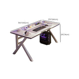 Contemporary Office Desk Antique Finish Wood Computer Desk with Metal Legs