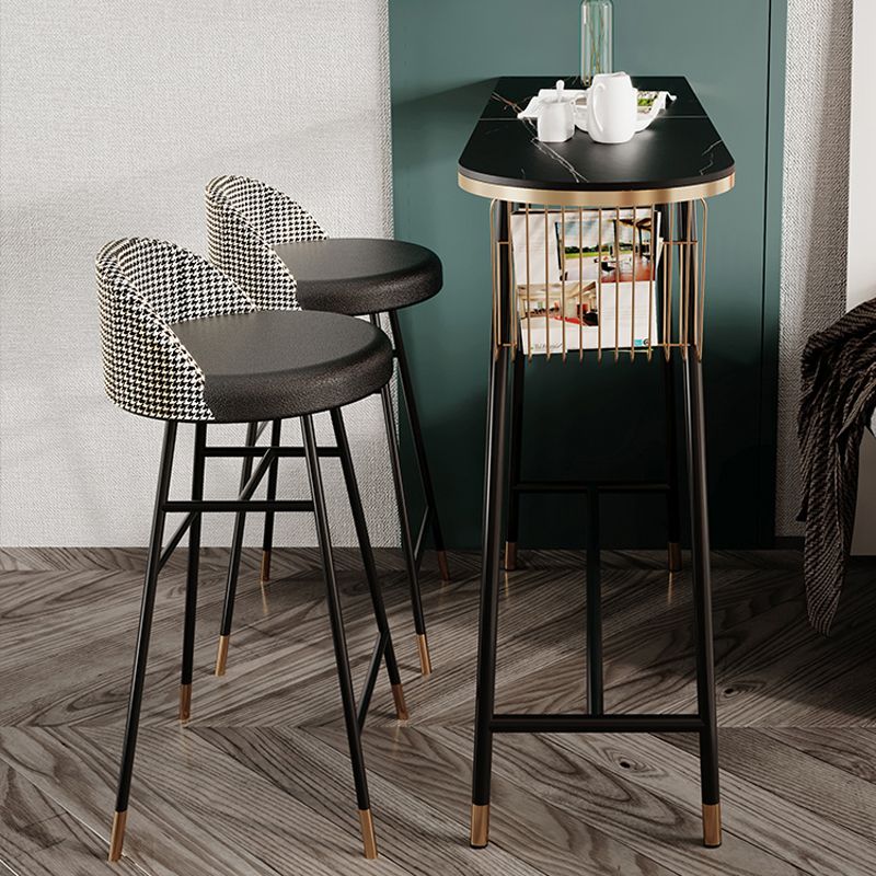 Indoor 1/2/3 Pieces Table and Stool Set Glam Trestle Stone Top Bar Table Set Clearhalo 'Bar Furniture' 'furn' 'furn_home_bar_bar_sets' 'Furniture' 'Home Bars & Bar Sets' 'home_bar_bar_sets' 'Kitchen & Dining Furniture' 1200x1200_ac2dc5bf-b930-4d09-a461-2786bc0bac3e