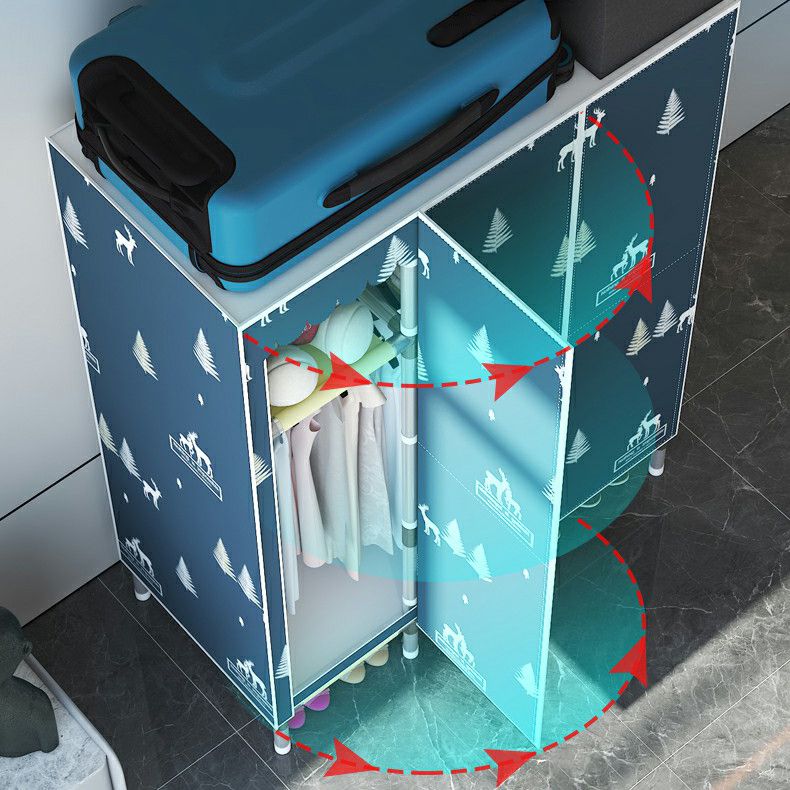 Hinged Steel Wardrobe Armoire Contemporary Wardrobe Closet with Legs Clearhalo 'Armoires & Wardrobes' 'armoires_wardrobes' 'Bedroom Furniture' 'furn' 'furn_armoires_wardrobes' 'Furniture' 1200x1200_ac2de81f-7403-4159-9cdf-d8eced960f5c