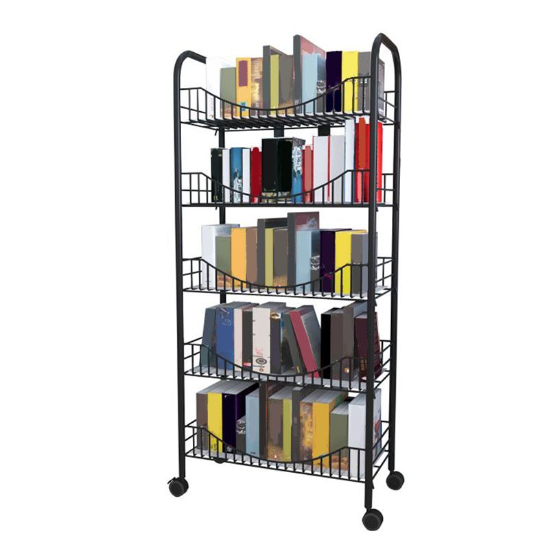 Industrial Metal Geometric Bookcase Open Back Bookcase with Wheels Clearhalo 'Bookcases' 'furn' 'furn_bookcases' 'Furniture' 'Office Furniture' 1200x1200_ac2eaa41-d62c-417a-9cc3-56e09d8a88b9