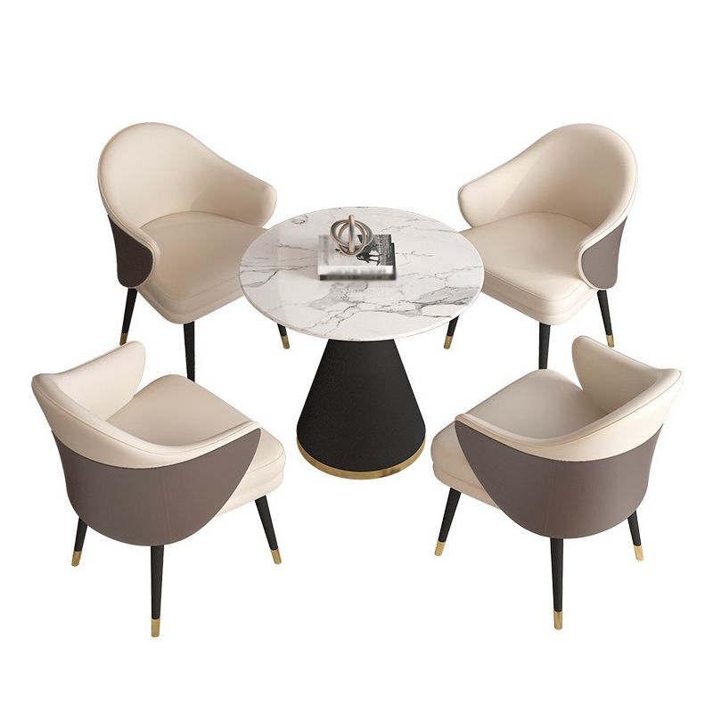 Scandinavian Sintered Stone Dining Set with Pedestal Base Dining Furniture for Home Use Clearhalo 'Dining Room Sets' 'Dining Tables & Seating' 'dining_room_set' 'furn' 'furn_dining_room_set' 'Furniture' 'furniture_dining_room_set' 'Kitchen & Dining Furniture' 'kitchen&dining_furn' 'kitchen' 1200x1200_ac2ec797-ccc0-431a-9849-0107d745dddd