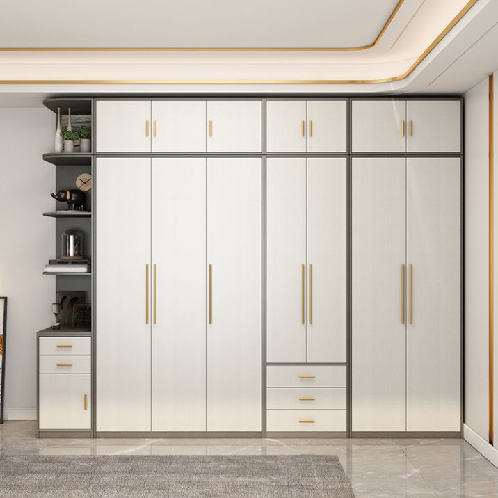 Contemporary Storage Cabinet Hinged Wardrobe Cabinet with Self Close Drawers Clearhalo 'Armoires & Wardrobes' 'armoires_wardrobes' 'Bedroom Furniture' 'furn' 'furn_armoires_wardrobes' 'Furniture' 1200x1200_ac2ed8bc-7e17-47ee-a40b-2375ae63dfcd