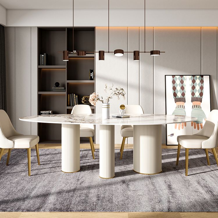 Metal Traditional Luxury Oval Dining Table Sintered Stone Table with White Legs Clearhalo ' dining_table' 'Dining Tables & Seating' 'Dining Tables' 'furn' 'furn_dining_table' 'Furniture' 'furniture_dining_table' 'Kitchen & Dining Furniture' 'kitchen&dining_furn' 'kitchen' 'kitchen_dining_table' 1200x1200_ac2ee148-8d7a-40e6-a73c-efb9ac0dd051