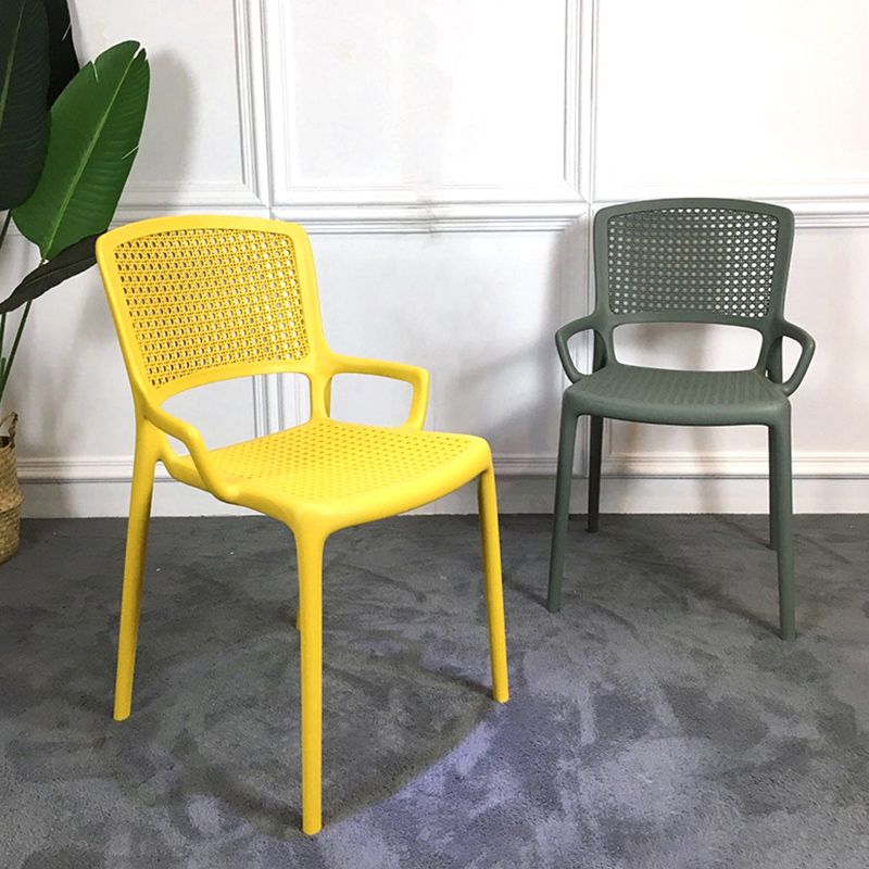 Contemporary Home Arm Chair Stackable Open Back Plastic Dining Room Chair Clearhalo ' kitchen&dining_furn' 'Dining Chairs' 'Dining Tables & Seating' 'dining_chair' 'furn' 'furn_dining_chair' 'Furniture' 'furniture_dining_chair' 'Kitchen & Dining Furniture' 'kitchen' 1200x1200_ac2f0830-713d-4446-aa5a-28b11102024f