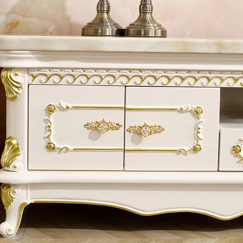 Support multimédia TV moderne Console multimédia TV en marbre avec 2 tiroirs