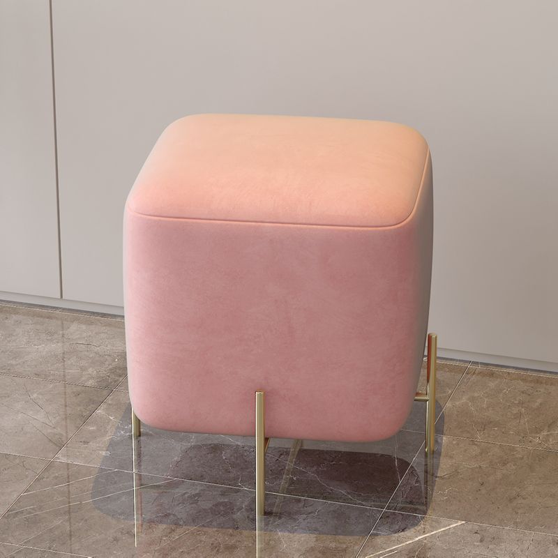 Glam Square Target Pouf Plain Velvet Metal Frame Water Resistant Couch Ottoman