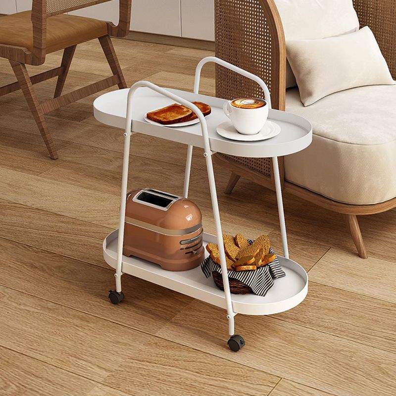 Oval 2-Tier End Table with Casters Mid-Century Modern Metal Side Table Clearhalo 'Coffee & Accent Tables' 'End & Side Tables' 'end_side_tables' 'furn' 'furn_end_side_tables' 'Furniture' 'Living Room Furniture' 1200x1200_ac35292d-f7af-4c9f-8af8-2b407459ffcc