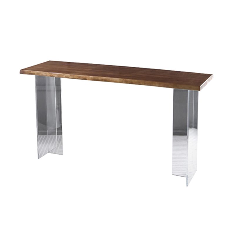 Modern Solid Wood Acrylic Base Bar Table for Kitchen Dining Room Clearhalo 'Bar Furniture' 'Bar Tables' 'bar_tables' 'furn' 'furn_bar_tables' 'Furniture' 'Kitchen & Dining Furniture' 1200x1200_ac366767-b946-4a8d-aed8-74abdf4e3aa2