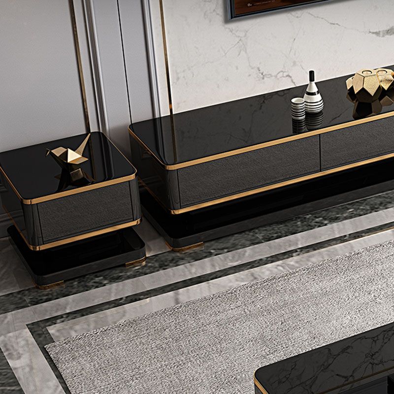 16.14"H TV Stand Glam Style Enclosed Storage TV Console in Black with 3 Drawers Clearhalo 'furn' 'furn_tv_stands_entertainment_centers' 'Furniture' 'Living Room Furniture' 'TV Stands & Entertainment Centers' 'TV Stands & Media Storage Furniture' 'tv_stands_entertainment_centers' 1200x1200_ac3731fc-3ae5-4be4-8e06-8ca54c20f99b