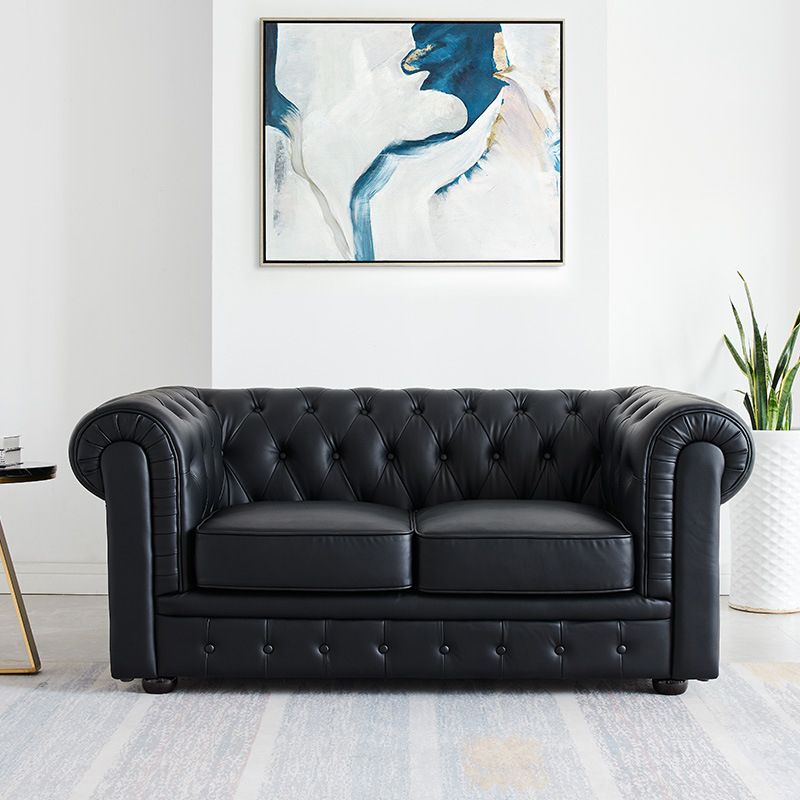 27,6 "H Faux Leder Rolled Arm Chesterfield Sofa für Wohnzimmer