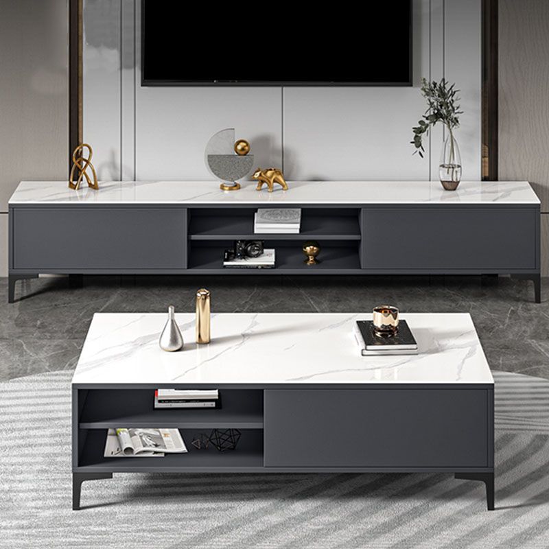 Glam TV Media Console a 2 porte Glass Top Media Console TV Stand