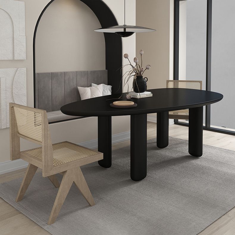 Oval Solid Wood Dining Table in Grey/Black Modern Table with 4 Legs for Restaurant Clearhalo ' dining_table' 'Dining Tables & Seating' 'Dining Tables' 'furn' 'furn_dining_table' 'Furniture' 'furniture_dining_table' 'Kitchen & Dining Furniture' 'kitchen&dining_furn' 'kitchen' 'kitchen_dining_table' 1200x1200_ac39f8b6-56b5-487b-b921-c4a3af6372f2