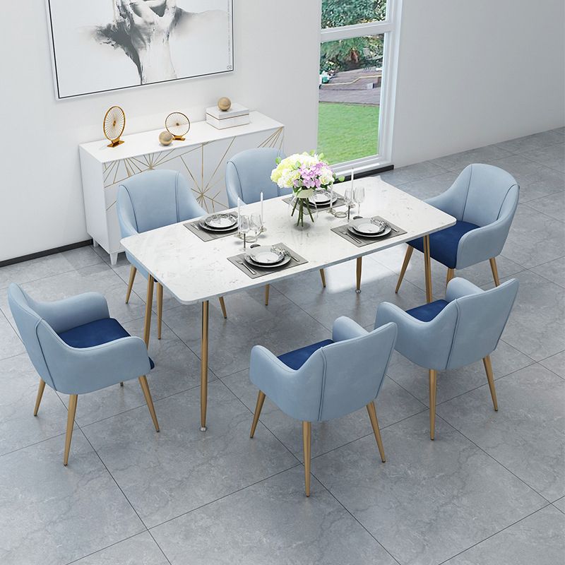 Glam Style Sintered Stone Dining Set Rectangle 1/4/5/7 Pieces Dining Set Clearhalo 'Dining Room Sets' 'Dining Tables & Seating' 'dining_room_set' 'furn' 'furn_dining_room_set' 'Furniture' 'Kitchen & Dining Furniture' 1200x1200_ac3b2112-0163-41a5-9d45-c8272a90cd5e