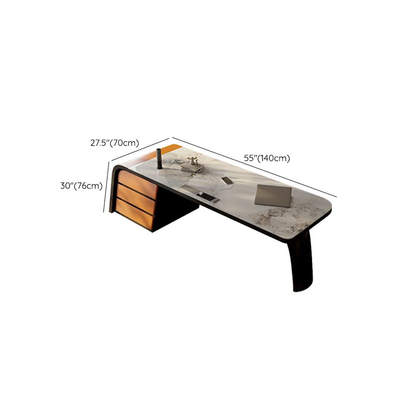 Modern Stone Office Desk Rectangular Shape Task Desk with 3-Drawers for Office Clearhalo 'furn' 'furn_office_desk' 'Furniture' 'Office Desks' 'Office Furniture' 'office_desk' 1200x1200_ac3b5cc4-507e-4d5d-88ba-e4fccb6e4008
