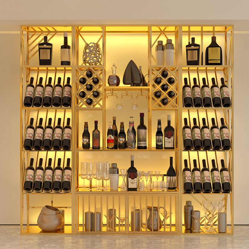 Rack de porte-vin en métal de luxe autoportant avec un casier à vin étagère 78,7 "H