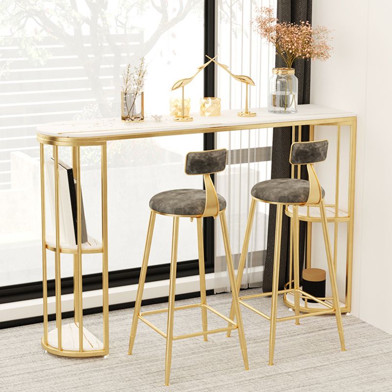 Indoor Oval Pub Dining Set 1/2/3 Pieces Stone and Metal Pub Set with Storage Clearhalo 'Bar Furniture' 'furn' 'furn_home_bar_bar_sets' 'Furniture' 'Home Bars & Bar Sets' 'home_bar_bar_sets' 'Kitchen & Dining Furniture' 1200x1200_ac3dcb63-7168-4709-b719-f5bab15b144b