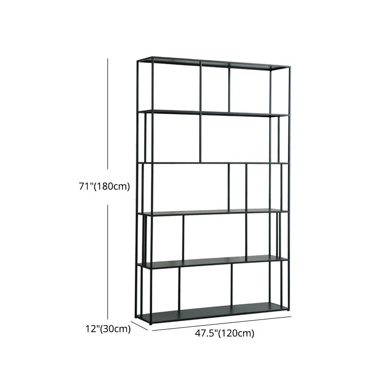70.87"H Bookcase Black Open Back Modern Style Bookshelf for Home and Office Clearhalo 'Bookcases' 'furn' 'furn_bookcases' 'Furniture' 'furniture_bookcases' 'Office Furniture' 1200x1200_ac3f13bf-3558-40e9-b3aa-21e3dd81e44d
