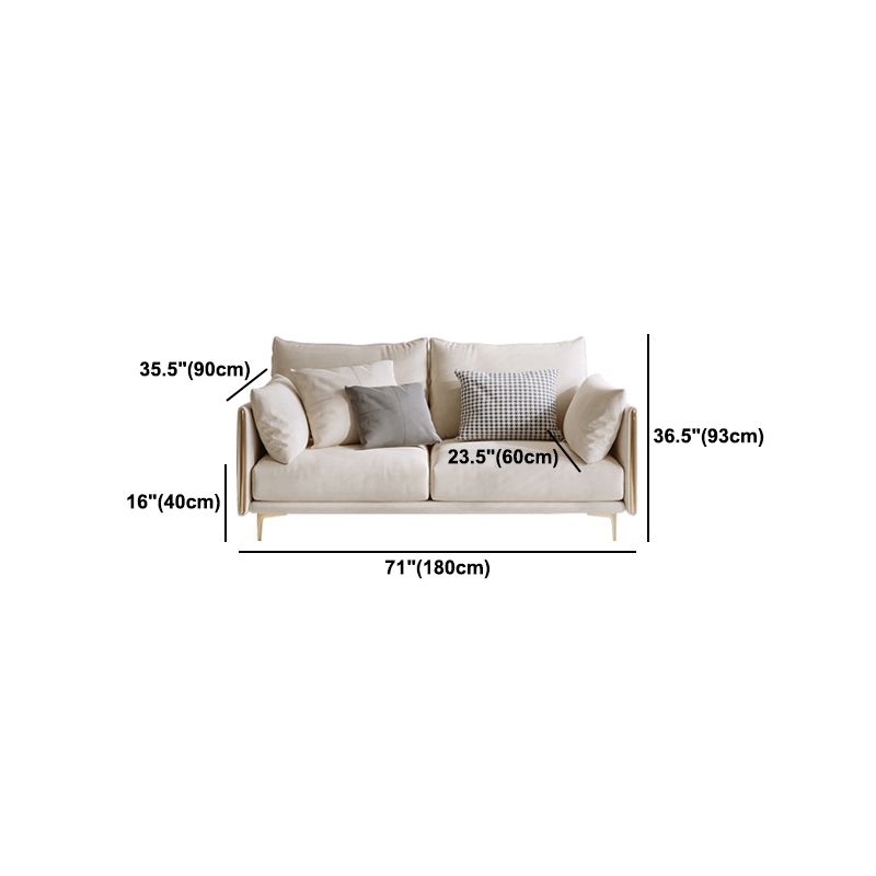 Contemporary Square Arm Settee Couch with Pillows in Beige for 1/2/3/4people Clearhalo 'furn' 'furn_sofas' 'Furniture' 'Living Room Furniture' 'Sofa' 'sofas' 1200x1200_ac3f14d5-8ab8-4057-a7c6-a602749c5ffa
