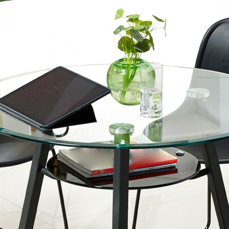 Stile semplicità Mobili rotondi in vetro tavolo da pranzo con base di treppiedi