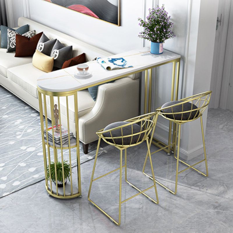 Stone Top Bar Height Table Modern Style Bistro Pub Table with 2 Shelves Clearhalo 'Bar Furniture' 'Bar Tables' 'bar_tables' 'furn' 'furn_bar_tables' 'Furniture' 'Kitchen & Dining Furniture' 1200x1200_ac4144b1-ab01-420f-9c2b-1cca831a0701