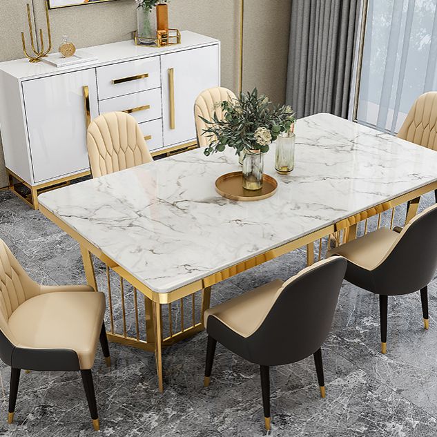 Minimalist Style Sintered Stone Dining Table with Fixed Table and Double Pedestal Base Clearhalo 'Dining Room Sets' 'Dining Tables & Seating' 'dining_room_set' 'furn' 'furn_dining_room_set' 'Furniture' 'furniture_dining_room_set' 'Kitchen & Dining Furniture' 'kitchen&dining_furn' 'kitchen' 1200x1200_ac42910e-07a8-4faa-a365-de2e5f370470