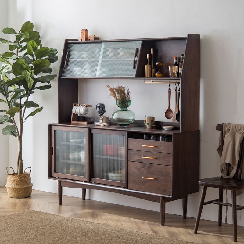 Armoires de buffet modernes 3 tiroirs en bois massif Portes coulissantes table de buffet